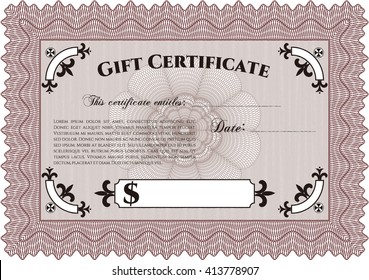 Gift certificate. Easy to print. Detailed. Nice design. 