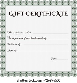 Gift certificate. Easy to print. Detailed. Nice design. 