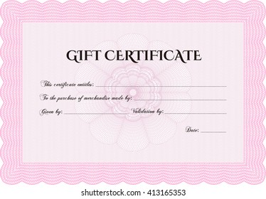 Gift certificate. Easy to print. Nice design. Detailed. 