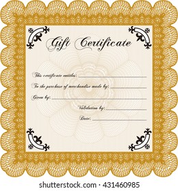 Gift certificate. Easy to print. Nice design. Detailed. 