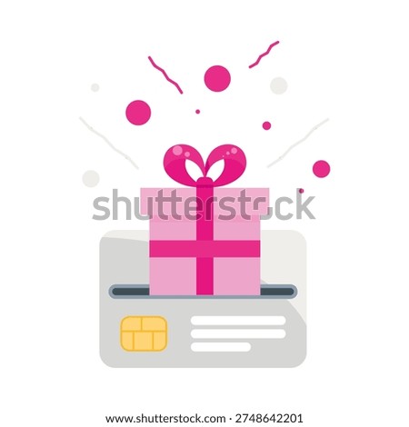 Gift certificate Icon on gift Card for Online Shopping and Special Offer, Vector Flat Illustration of Payment Concept, Reward Program, Cashback, E-commerce Promotion and Digital Transaction.