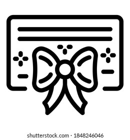Gift certificate icon. Outline gift certificate vector icon for web design isolated on white background