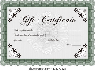 Geschenkgutschein. Schönes Design. Detaillierte Angaben. Einfach zu drucken. 