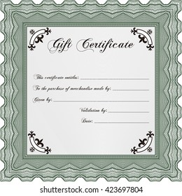 Gift certificate. Nice design. Detailed. Easy to print. 