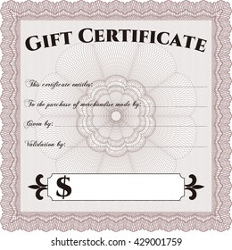 Gift certificate. Nice design. Detailed. Easy to print. 