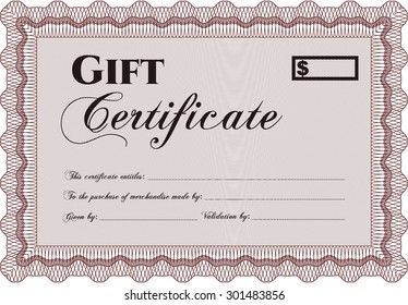 Gift certificate. With quality background. Border, frame.Nice design. 