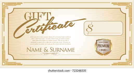 Gift certificate retro design template vector illustration