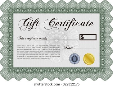Plantilla de certificado de regalo. Diseño artístico. Fácil de imprimir. Borde, marco.