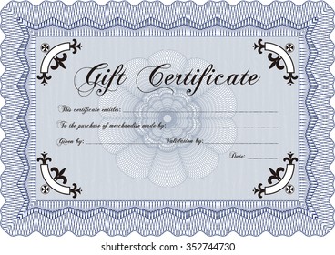 Gift certificate template. Artistry design. Customizable, Easy to edit and change colors.With guilloche pattern. 