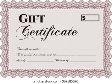 Geschenkzertifikatvorlage. Mit Hintergrund. Vektorgrafik.Schönheitsdesign. 