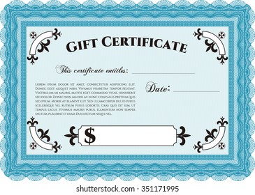 Plantilla de certificado de regalo. Diseño de belleza. Fácil de imprimir. Detallado.