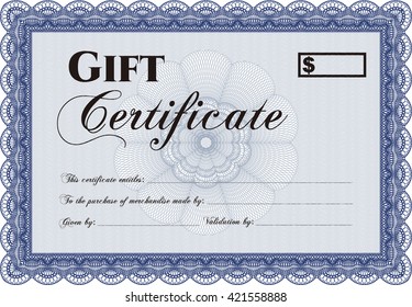 Gift certificate template. Beauty design. Border, frame. With linear background. 
