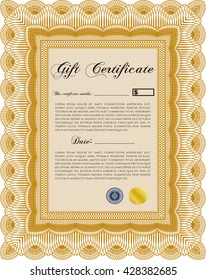 Plantilla de certificado de regalo. Diseño de belleza. Con fondo lineal. Borde, marco. 