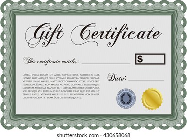 Gift certificate template. Beauty design. With linear background. Border, frame. 
