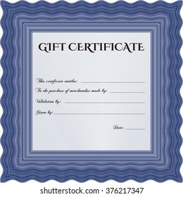 Gift certificate template. Border, frame. With linear background. Beauty design. 