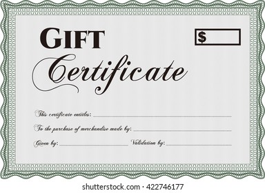 Gift certificate template. Border, frame. With quality background. Superior design. 