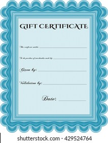 Gift certificate template. Border, frame. With linear background. Beauty design. 