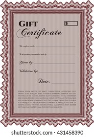 Plantilla de certificado de regalo. Borde, marco. Diseño superior. Con un fondo de calidad. 