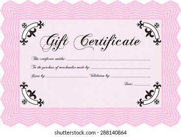 Gift certificate template. Border, frame.Complex background. Excellent design. 