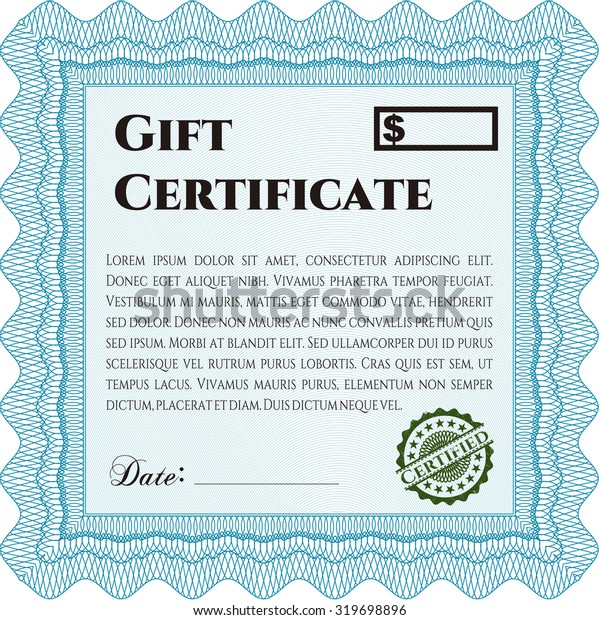 Gift Certificate Template Border Framecomplex Background Stock Vector ...