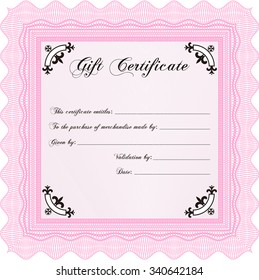 Plantilla de certificado de regalo. Borde, marco.Buen diseño. Fácil de imprimir. 