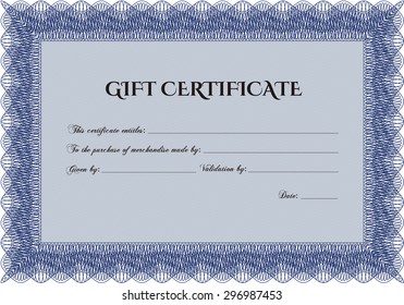 Gift certificate template. With complex background. Detailed.Nice design. 