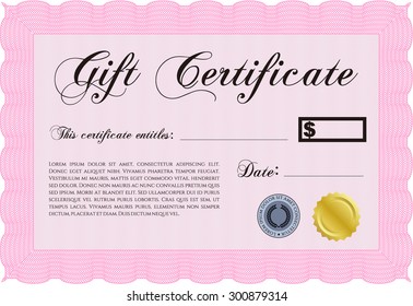 Gift certificate template. Complex background. Customizable, Easy to edit and change colors.Beauty design. 