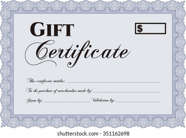 Gift certificate template. Complex background. Customizable, Easy to edit and change colors.Good design. 
