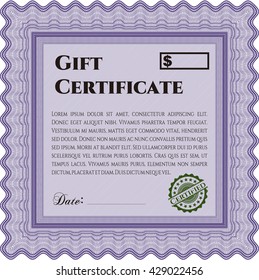 Gift certificate template. Complex design. Printer friendly. Detailed. 