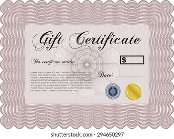 Gift certificate template. Customizable, Easy to edit and change colors.With linear background. Elegant design. 