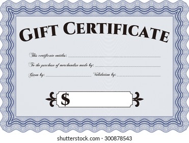 Plantilla de certificado de regalo. Personalizable, fácil de editar y cambiar de color.Diseño elegante. Con un fondo complejo. 