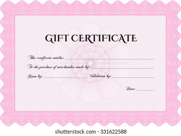 Gift certificate template. Customizable, Easy to edit and change colors.Complex background. Elegant design. 