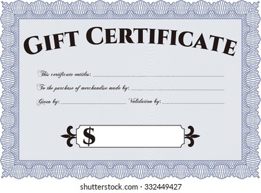 Plantilla de certificado de regalo. Personalizable, fácil de editar y cambiar colores.Fondo complejo. Buen diseño. 