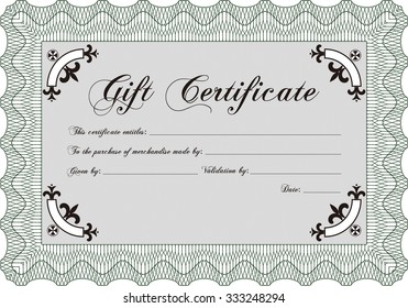 Gift certificate template. Customizable, Easy to edit and change colors.With background. Lovely design. 