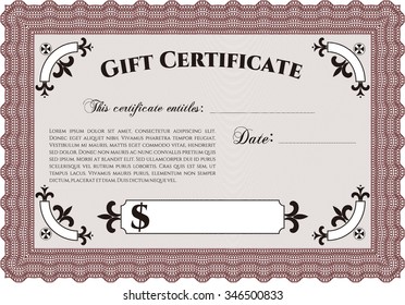 Gift certificate template. Customizable, Easy to edit and change colors.Complex background. Lovely design. 