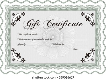 Gift certificate template. Customizable, Easy to edit and change colors.With great quality guilloche pattern. Excellent complex design. 