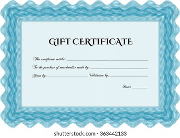 Gift certificate template. Customizable, Easy to edit and change colors.With linear background. Elegant design. 