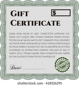 Gift certificate template. Detailed. Complex design. Printer friendly. 