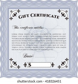 Gift certificate template. Detailed. Complex design. Printer friendly. 