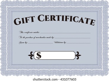 Gift certificate template. Detailed. Complex design. Printer friendly. 