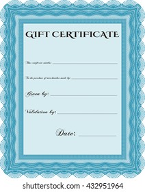 Gift certificate template. Detailed. Complex design. Printer friendly. 