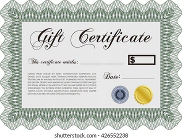 Gift certificate template. Detailed. Nice design. Printer friendly. 