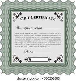 Gift certificate template. Detailed. Printer friendly. Complex design. 