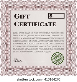 Gift certificate template. Detailed. Printer friendly. Complex design. 