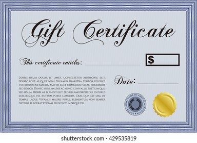 Plantilla de certificado de regalo. Detallado. Fácil de imprimir. Diseño complejo. 