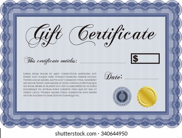 Gift certificate template. Detailed.With quality background. Artistry design. 