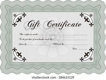 Gift certificate template. Easy to print. Cordial design. Detailed.