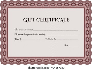 Gift certificate template. Easy to print. Nice design. Detailed. 