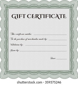 Plantilla de certificado de regalo. Diseño elegante. Detallado.Con fondo de calidad.