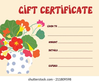 Gift certificate template funny design with flowers